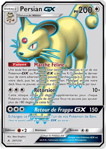 Persian GX, carte Pokémon UNB 207 — extension Alliance Infaillible