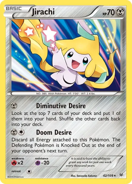 Jirachi, Pokémon card ROS 42 — Roaring Skies set