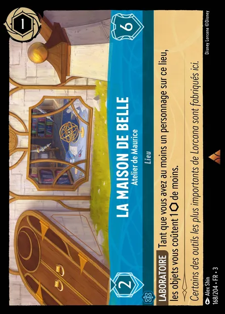 La maison de Belle - Atelier de Maurice, carte Disney Lorcana CH3-168 — extension Les Terres d'Encres