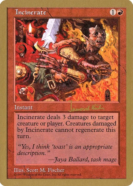 Incinerate, Magic card WC97 jk242 — World Championship Decks 1997 set