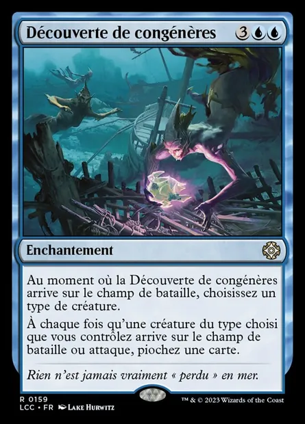 Découverte de congénères, carte Magic LCC 159 — extension The Lost Caverns of Ixalan Commander