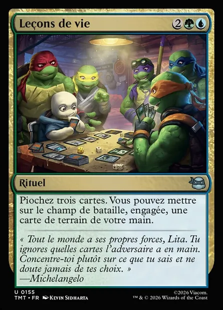Leçons de vie, carte Magic TMT 155 — extension Teenage Mutant Ninja Turtles