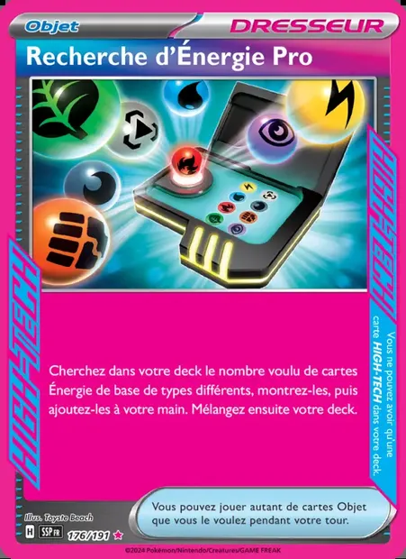 Recherche d'Énergie Pro, carte Pokémon SSP 176 — extension Étincelles Déferlantes