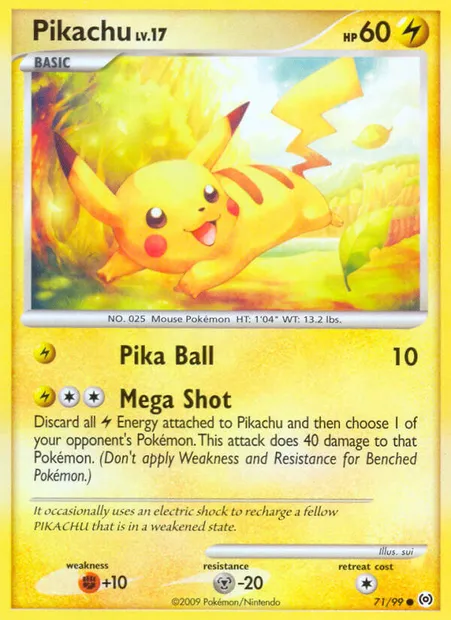 Pikachu, carte Pokémon AR 71 — extension Arceus