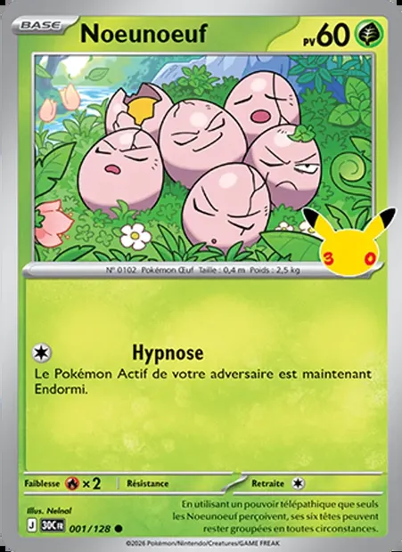 Noeunoeuf, carte Pokémon 30C 001 — extension 30ᵉ Anniversaire