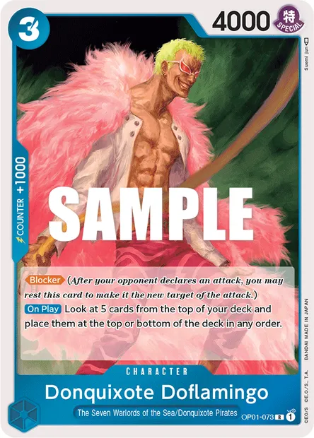 Donquixote Doflamingo, One Piece card OP01-073 — ROMANCE DAWN set