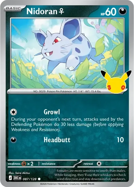 Nidoran♀, Pokémon card 30C 087 — 30th Celebration set