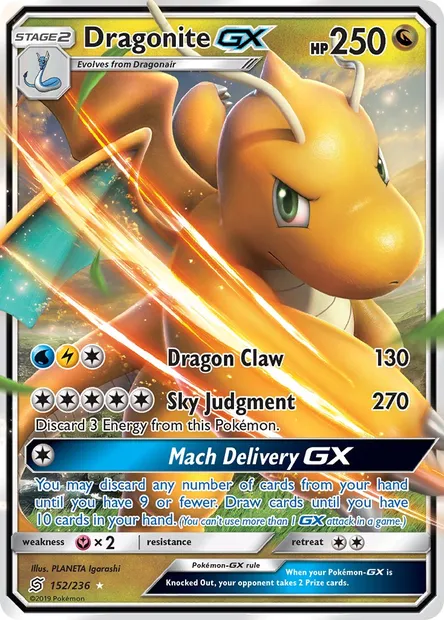 Dragonite GX, Pokémon card UNM 152 — Unified Minds set