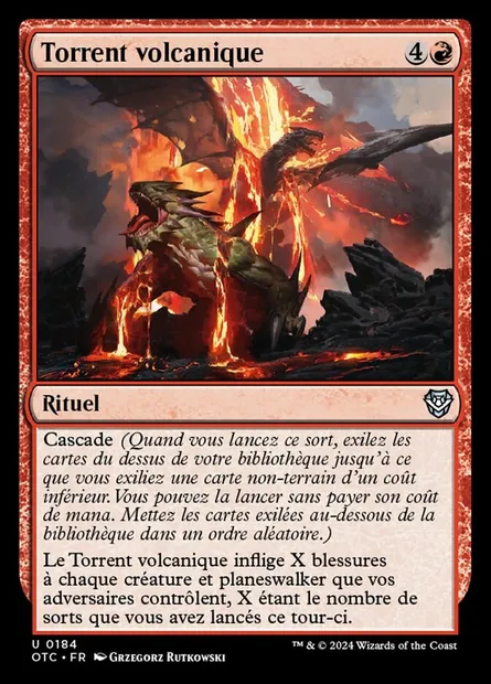 Torrent volcanique, carte Magic OTC 184 — extension Outlaws of Thunder Junction Commander