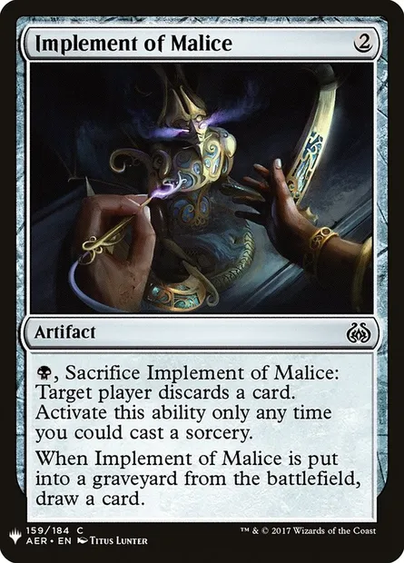 Implement of Malice, Magic card PLST AER-159 — The List set