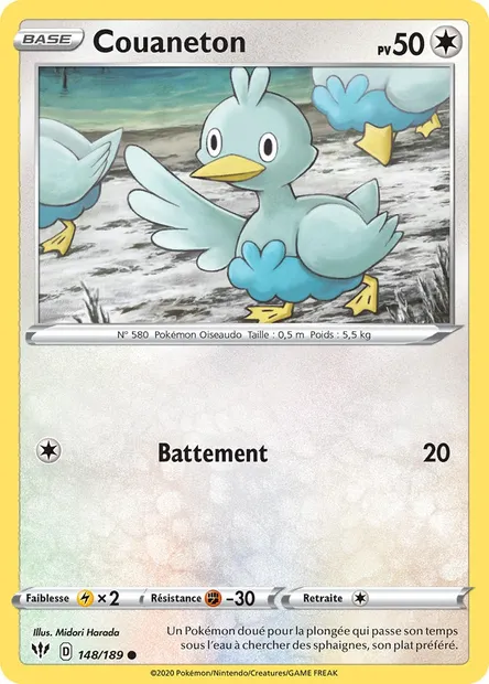 Couaneton, carte Pokémon DAA 148 — extension Ténèbres Embrasées