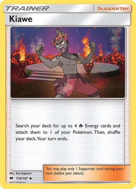 Kiawe, Pokémon card BUS 116 — Burning Shadows set