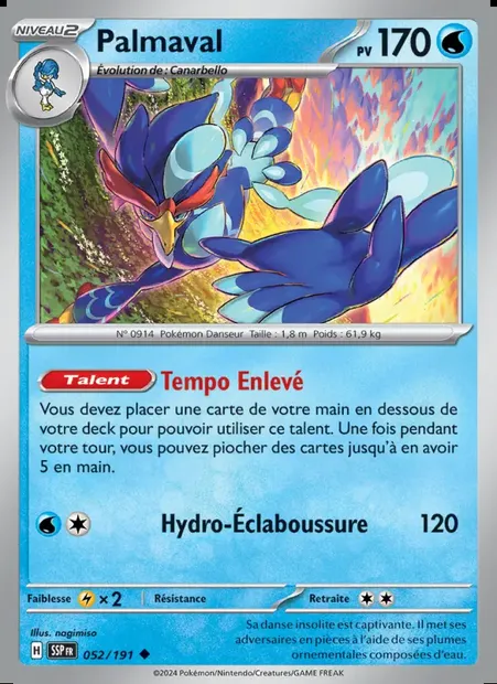 Palmaval, carte Pokémon SSP 052 — extension Étincelles Déferlantes
