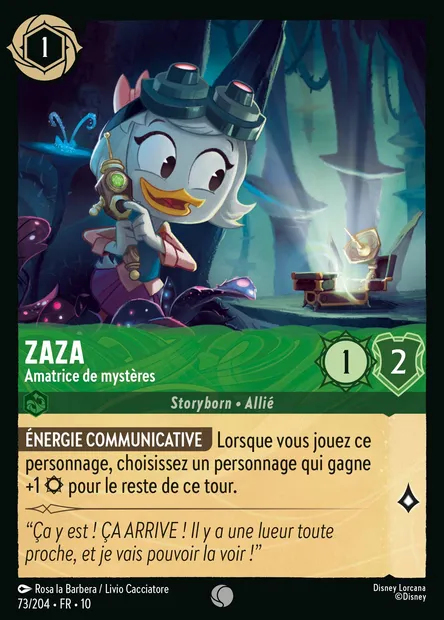 Zaza - Amatrice de mystères, carte Disney Lorcana CH10-073 — extension Lueurs dans les Profondeurs