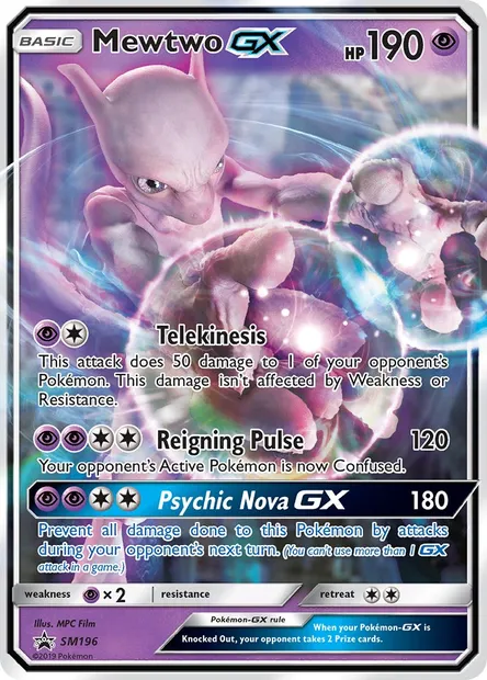 Mewtwo GX, carte Pokémon SM 196 — extension Promo SM