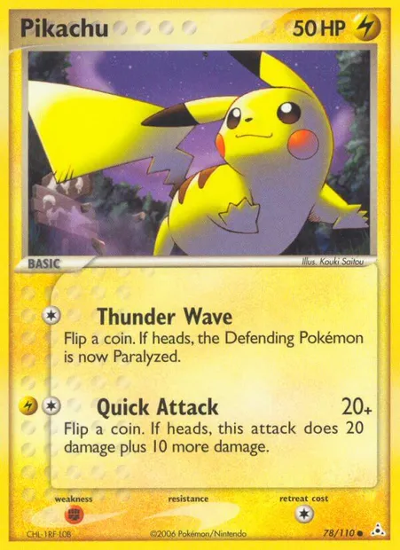 Pikachu, Pokémon card HP 78 — Holon Phantoms set
