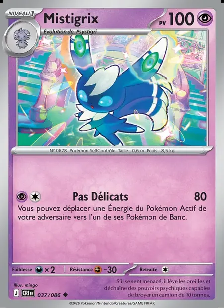 Mistigrix, carte Pokémon CRI 037 — extension Chaos Ascendant