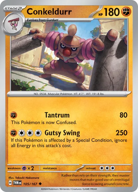 Conkeldurr, Pokémon card TWM 105 — Twilight Masquerade set