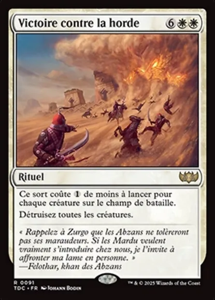 Victoire contre la horde, carte Magic TDC 91 — extension Tarkir: Dragonstorm Commander