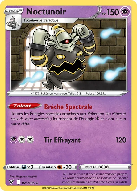 Noctunoir, carte Pokémon VIV 71 — extension Voltage Éclatant