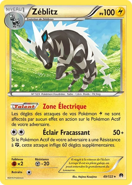 Zéblitz, carte Pokémon BKP 49 — extension Rupture Turbo