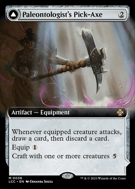 Paleontologist's Pick-Axe // Dinosaur Headdress, carte Magic LCC 36 — extension The Lost Caverns of Ixalan Commander