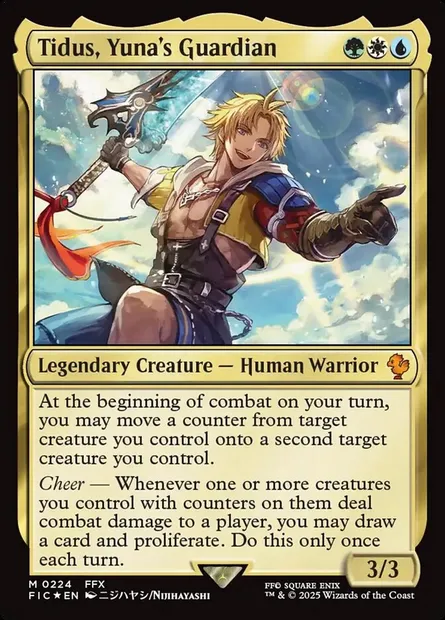 Tidus, gardien de Yuna, carte Magic FIC 224 — extension Final Fantasy Commander