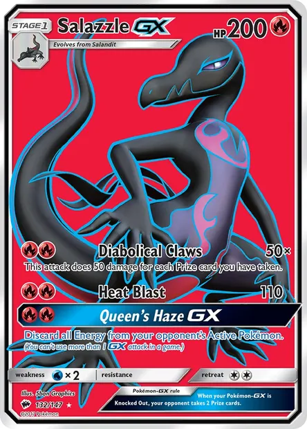 Salazzle GX, Pokémon card BUS 132 — Burning Shadows set