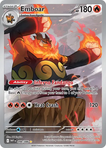Emboar, Pokémon card WHT 098 — White Flare set