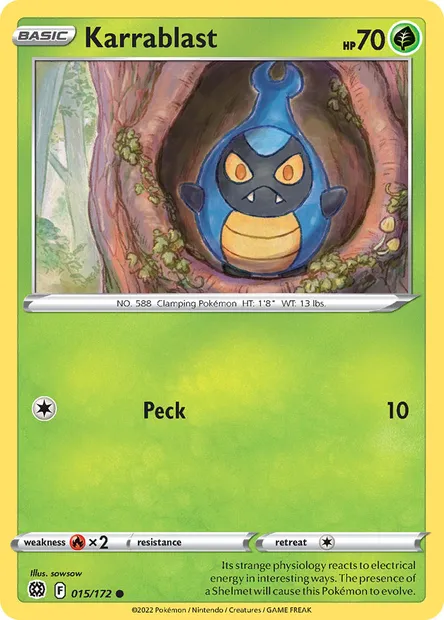 Karrablast, Pokémon card BRS 015 — Brilliant Stars set