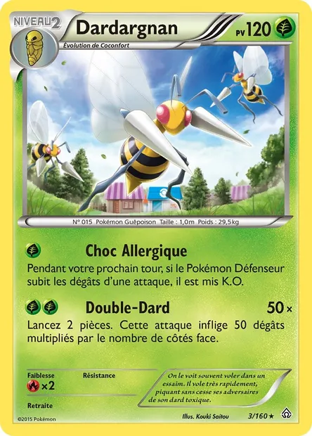 Dardargnan, carte Pokémon PRC 3 — extension Primo-Choc