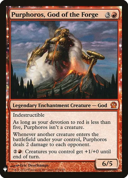 Purphoros, dieu des Forges, carte Magic PLST THS-135 — extension The List