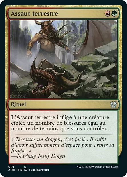 Assaut terrestre, carte Magic ZNC 91 — extension Zendikar Rising Commander