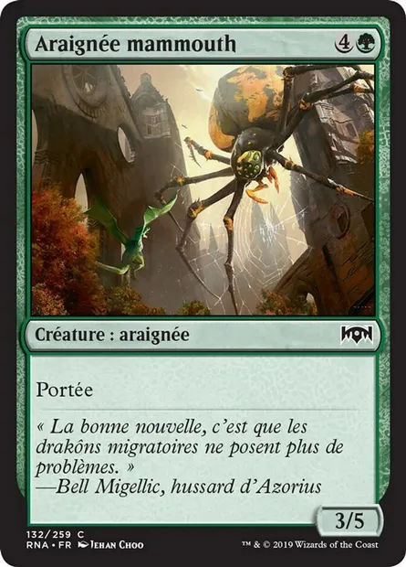 Araignée mammouth, carte Magic RNA 132 — extension L'allégeance de Ravnica