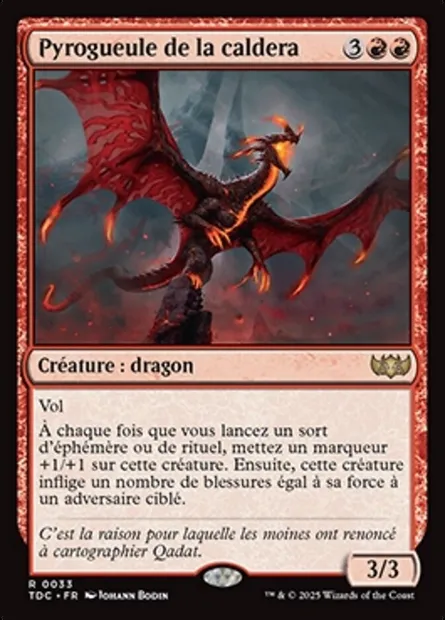 Pyrogueule de la caldera, carte Magic TDC 33 — extension Tarkir: Dragonstorm Commander