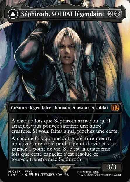 Sephiroth, Fabled SOLDIER // Sephiroth, One-Winged Angel, carte Magic FIN 317 — extension Final Fantasy