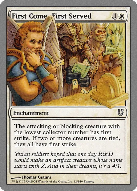 First Come, First Served, Magic card UNH 12 — Unhinged set