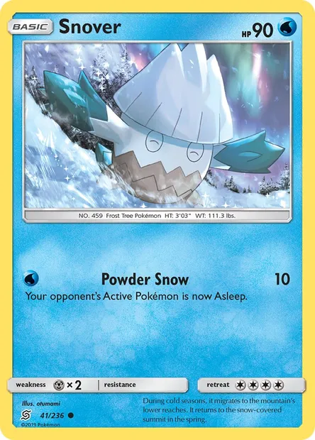 Snover, Pokémon card UNM 41 — Unified Minds set