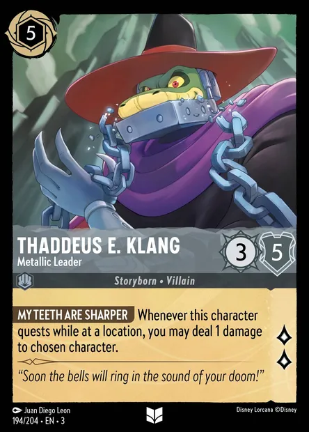 Thaddeus E. Klang - Metallic Leader, Disney Lorcana card CH3-194 — Into the Inklands set