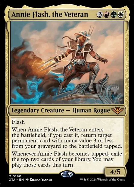 Annie Flash, la vétérane, carte Magic POTJ 190p — extension Outlaws of Thunder Junction Promos