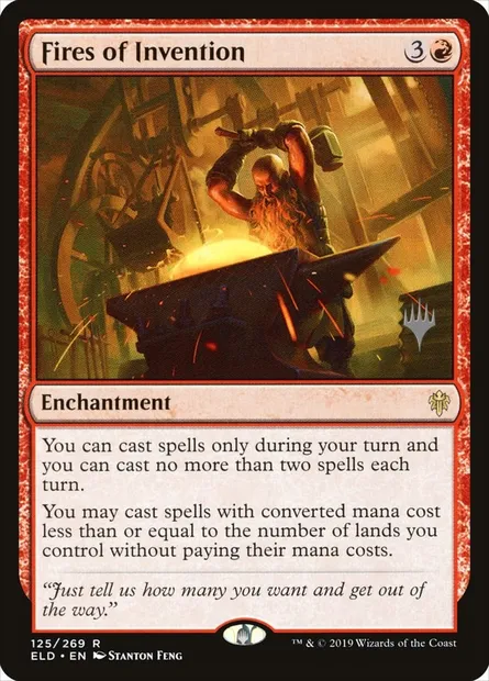 Feux de l'invention, carte Magic PELD 125p — extension Throne of Eldraine Promos