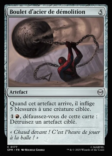 Boulet d'acier de démolition, carte Magic SPM 177 — extension Marvel's Spider-Man
