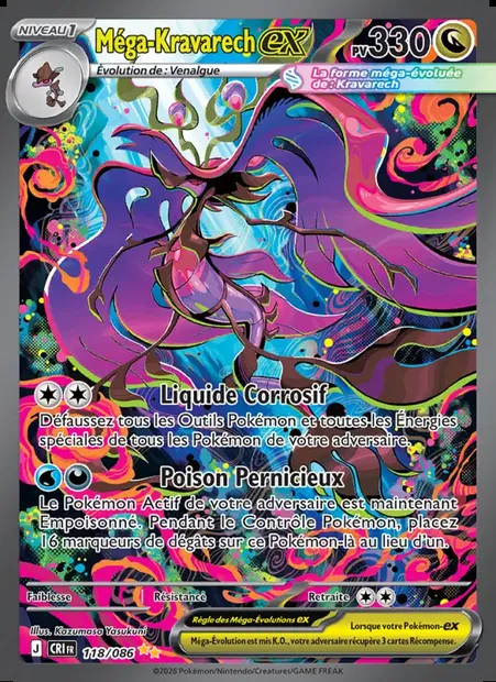 Méga-Kravarech-ex, carte Pokémon CRI 118 — extension Chaos Ascendant