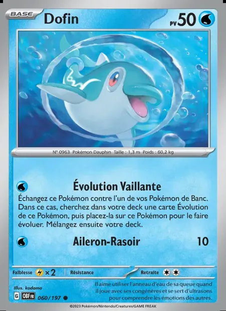 Dofin, carte Pokémon OBF 060 — extension Flammes Obsidiennes