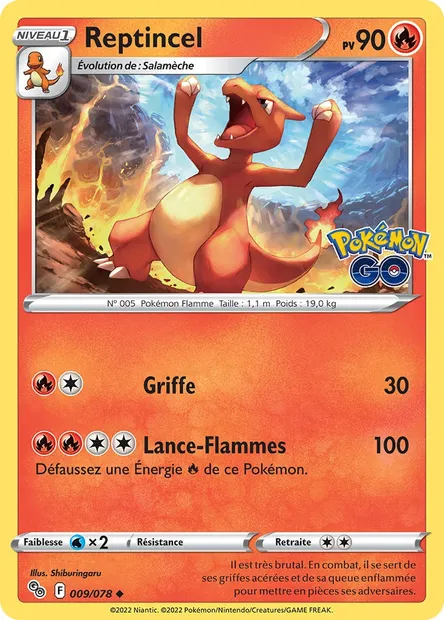 Reptincel, carte Pokémon PGO 009 — extension Pokémon GO
