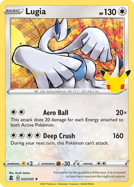 Lugia, Pokémon card CEL 22 — Celebrations set