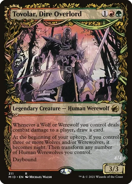 Tovolar, Dire Overlord // Tovolar, the Midnight Scourge, Magic card MID 311 — Innistrad: Midnight Hunt set