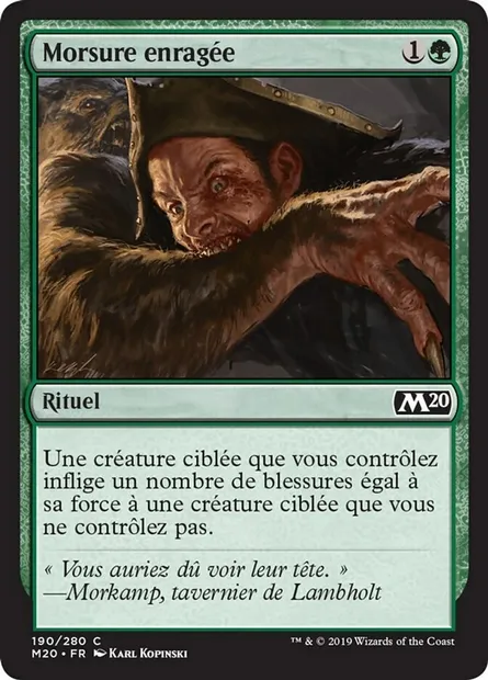 Morsure enragée, carte Magic M20 190 — extension Core Set 2020