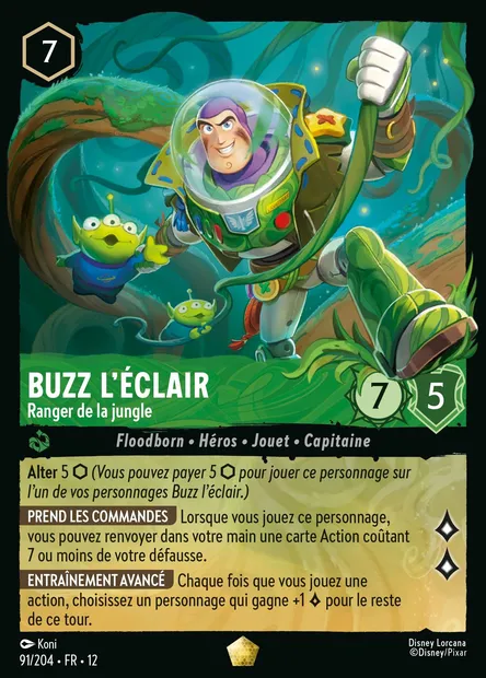 Buzz l'Éclair - Ranger de la jungle, carte Disney Lorcana CH12-091 — extension Contrées Inconnues