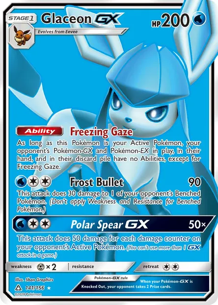 Glaceon GX, Pokémon card UPR 141 — Ultra Prism set
